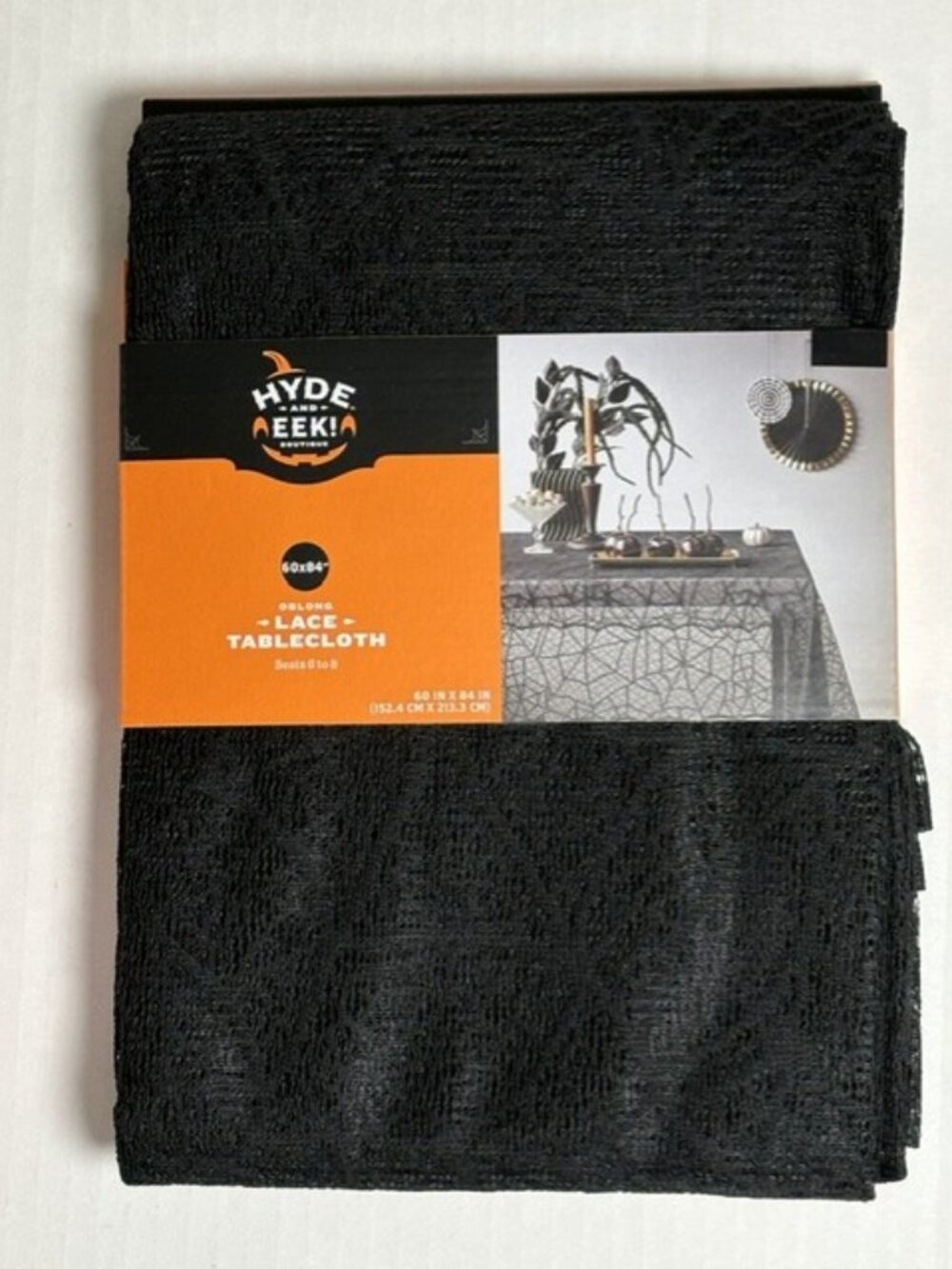 HYDE And EEK! Black Spiderweb Lace Tablecloth 60 X 84 Oblong Halloween NWT
